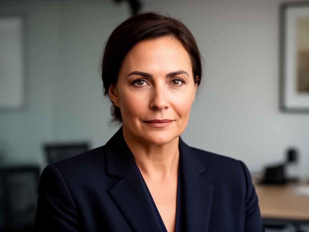 Профессиональный портрет журналиста-расследователя средних лет в деловом костюме на нейтральном фоне