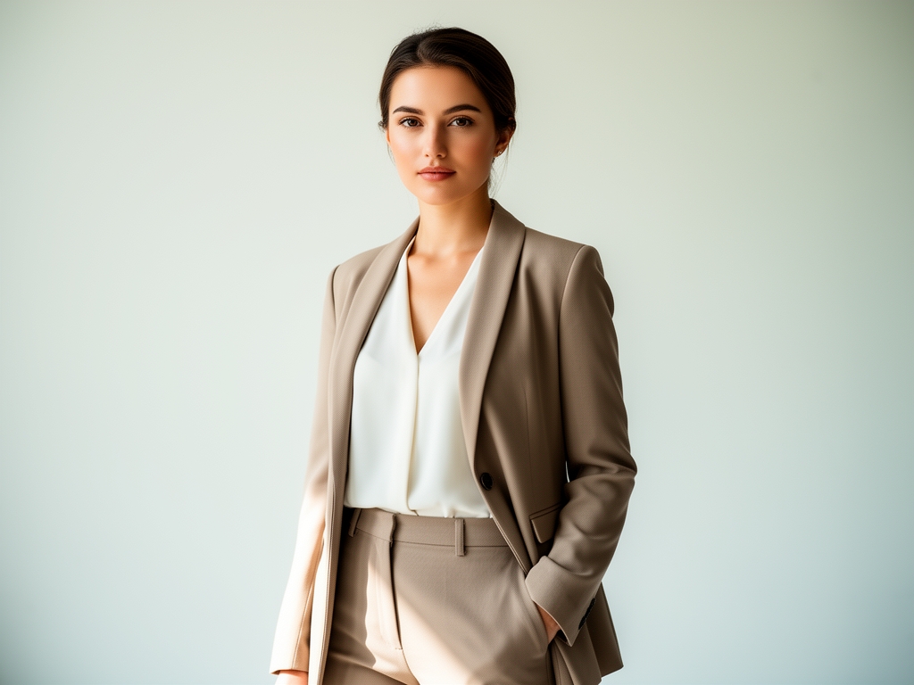 Портрет женщины-преподавателя медиааналитики, современный профессиональный образ, спокойный взгляд